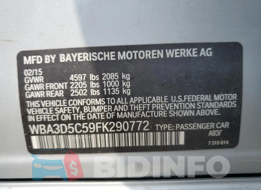 WBA3D5C59FK290772 Photo# 13