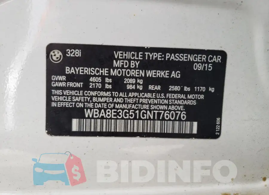 WBA8E3G51GNT76076 Photo# 12