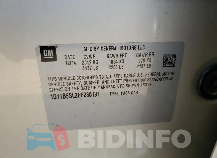 1G11B5SL3FF236191 Photo# 12