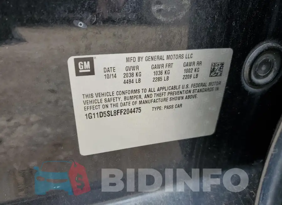 1G11D5SL8FF204475 Photo# 12