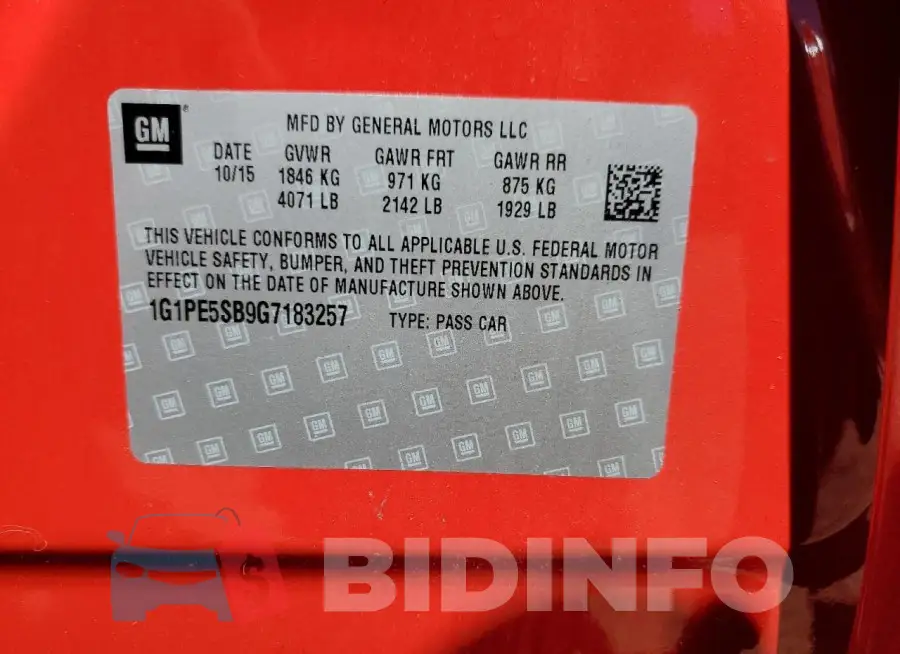 1G1PE5SB9G7183257 Photo# 12