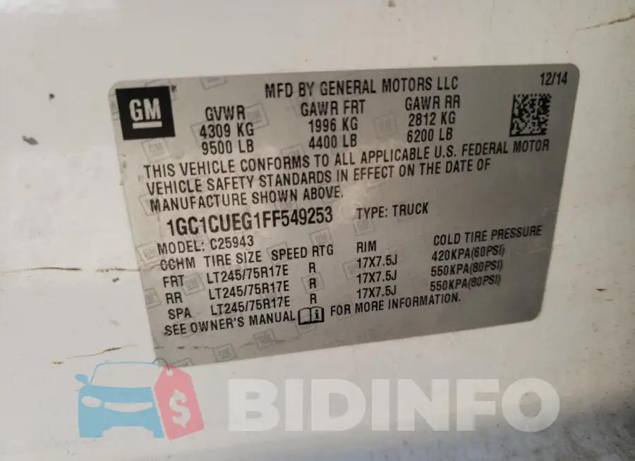 1GC1CUEG1FF549253 Photo# 12