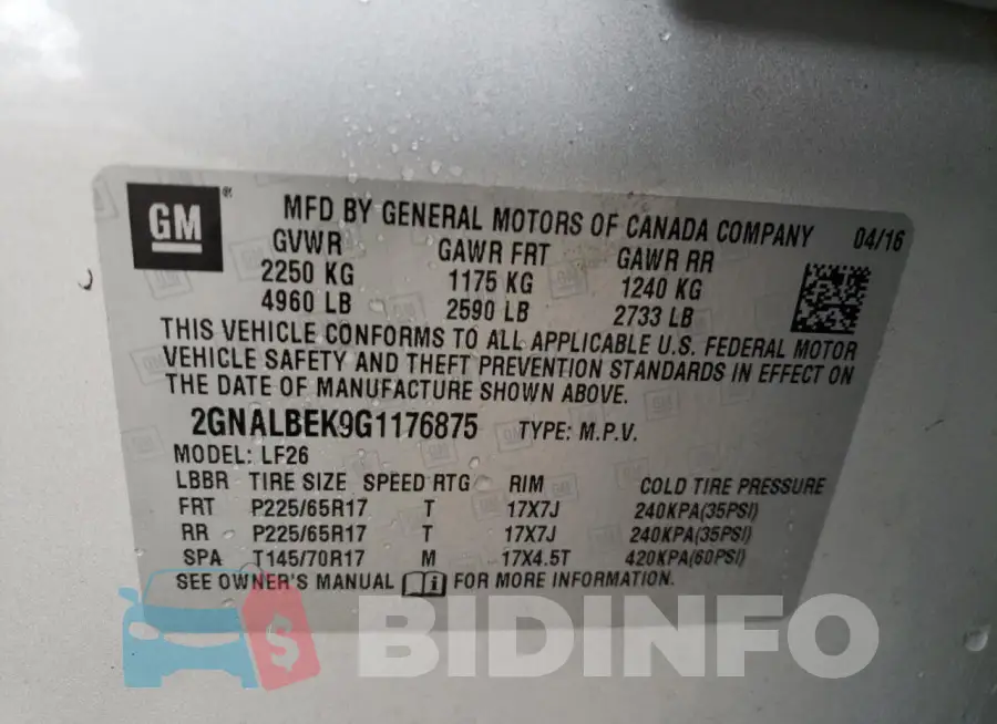 2GNALBEK9G1176875 Photo# 13
