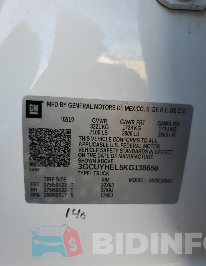 3GCUYHEL5KG138658 Photo# 12