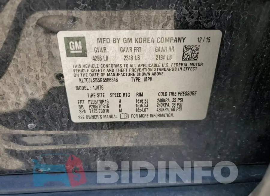 KL7CJLSB5GB586846 Photo# 13