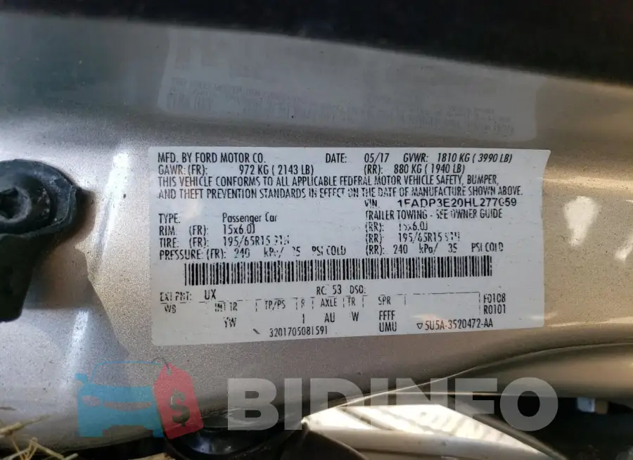 1FADP3E20HL277059 Photo# 12
