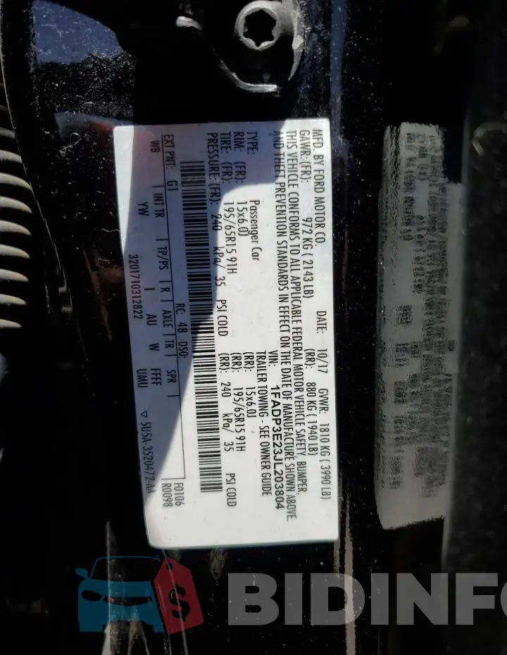 1FADP3E23JL203804 Photo# 12