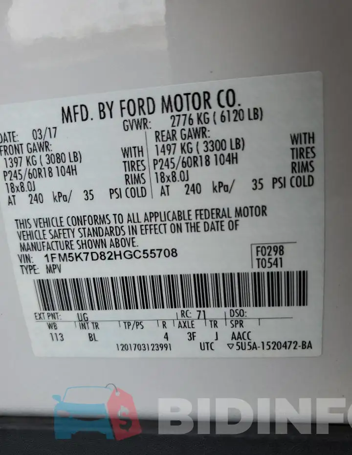 1FM5K7D82HGC55708 Photo# 12
