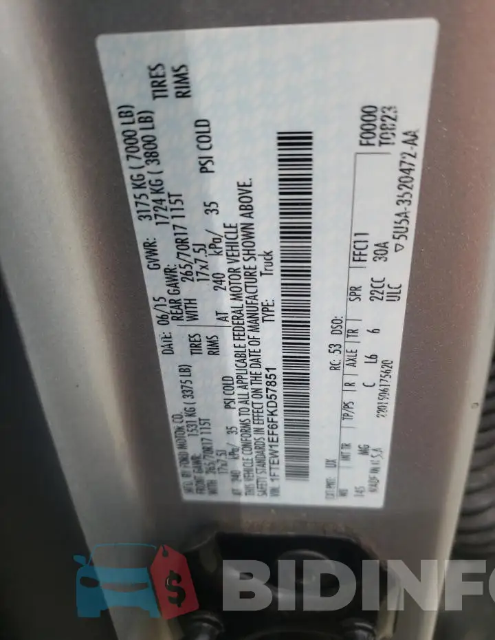 1FTEW1EF6FKD57851 Photo# 12
