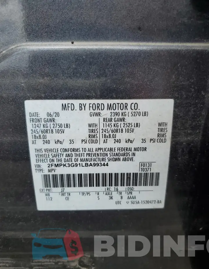 2FMPK3G91LBA99344 Photo# 13