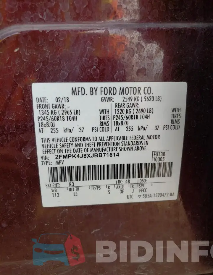 2FMPK4J8XJBB71614 Photo# 14