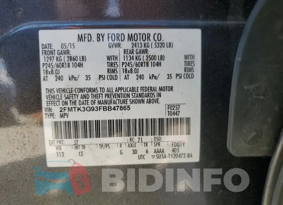 2FMTK3G93FBB47865 Photo# 13