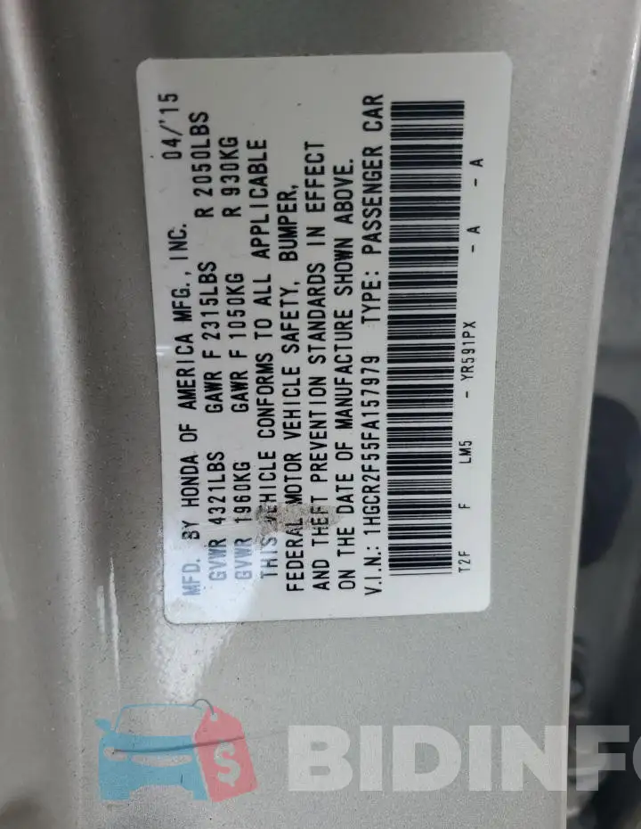 1HGCR2F55FA157979 Photo# 13