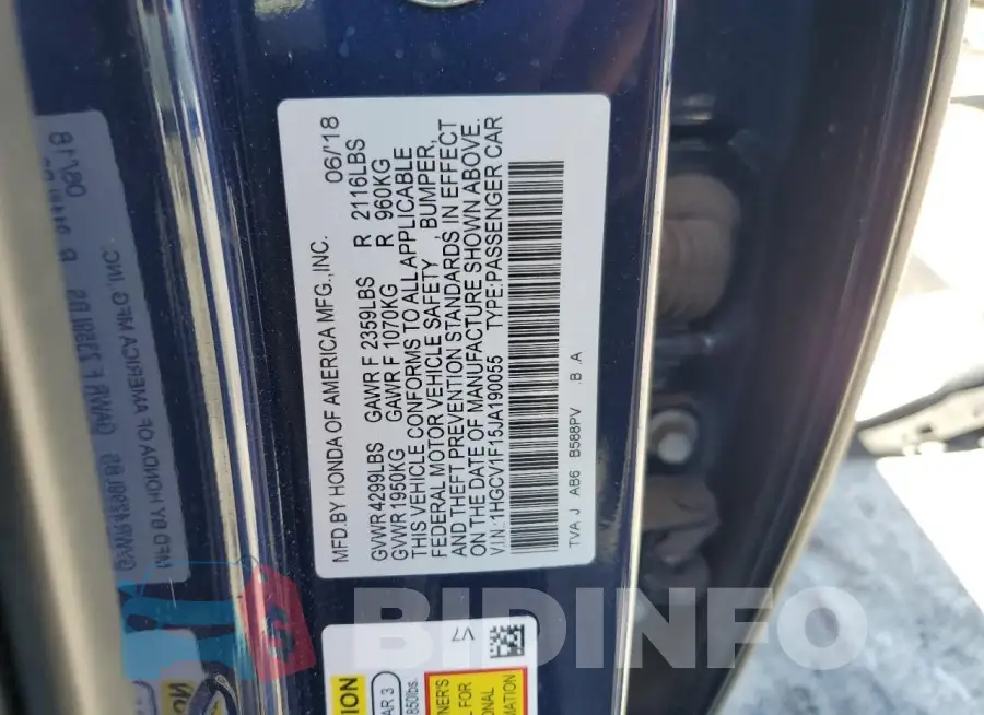 1HGCV1F15JA190055 Photo# 12