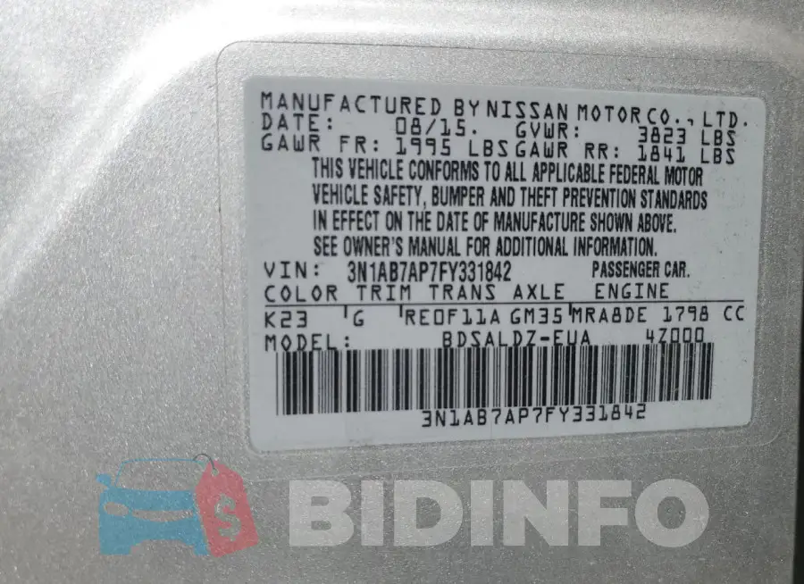3N1AB7AP7FY331842 Photo# 12