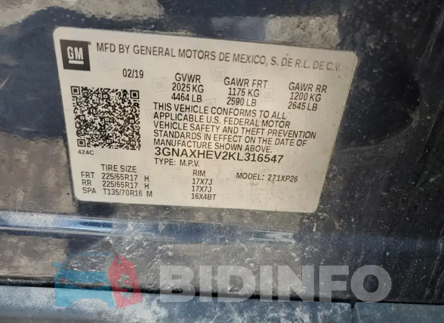 3GNAXHEV2KL316547 Photo# 14