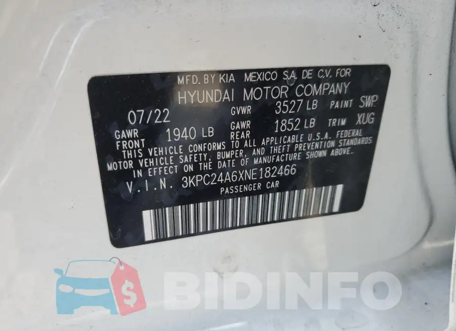 3KPC24A6XNE182466 Photo# 12