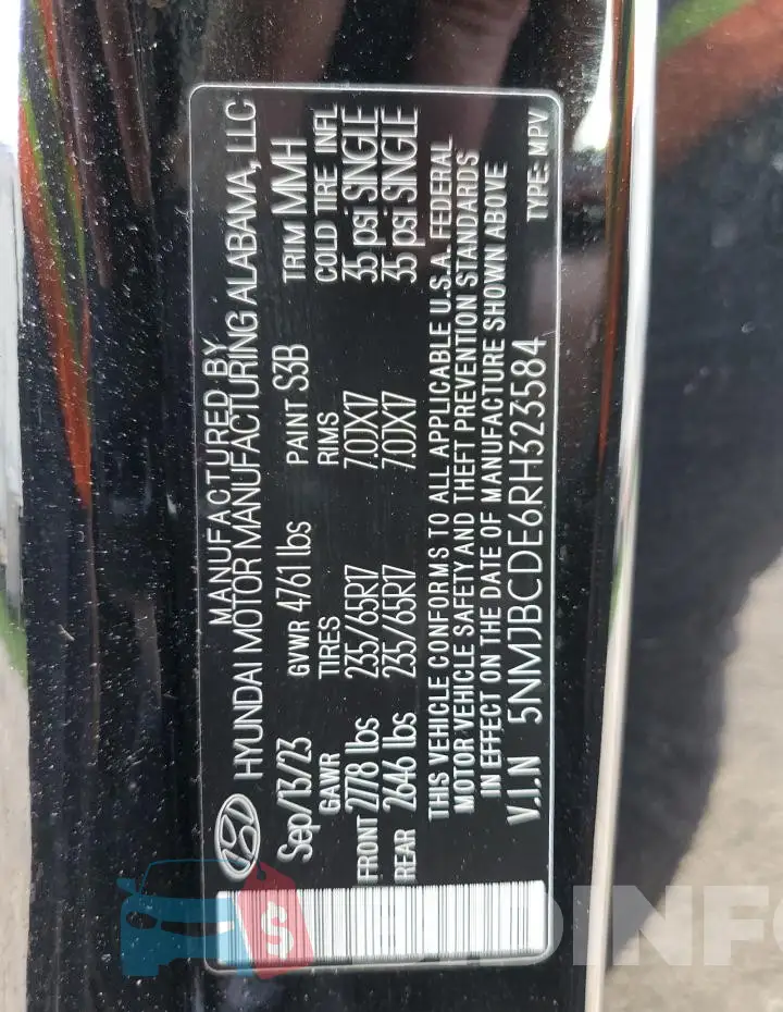 5NMJBCDE6RH323584 Photo# 14