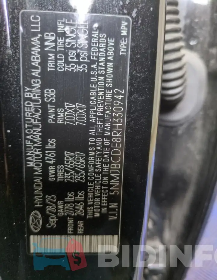 5NMJBCDE8RH330942 Photo# 14