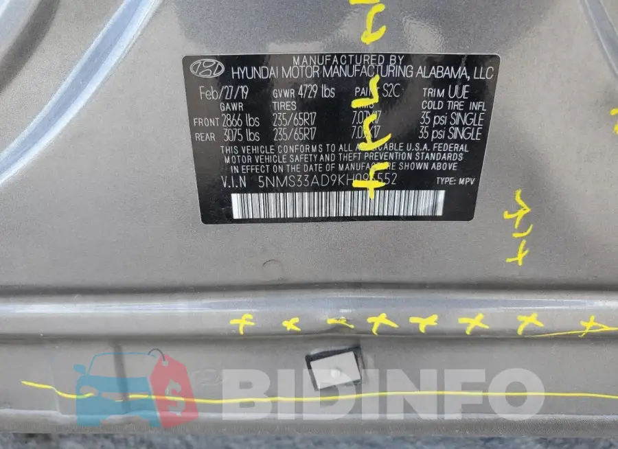 5NMS33AD9KH095552 Photo# 14