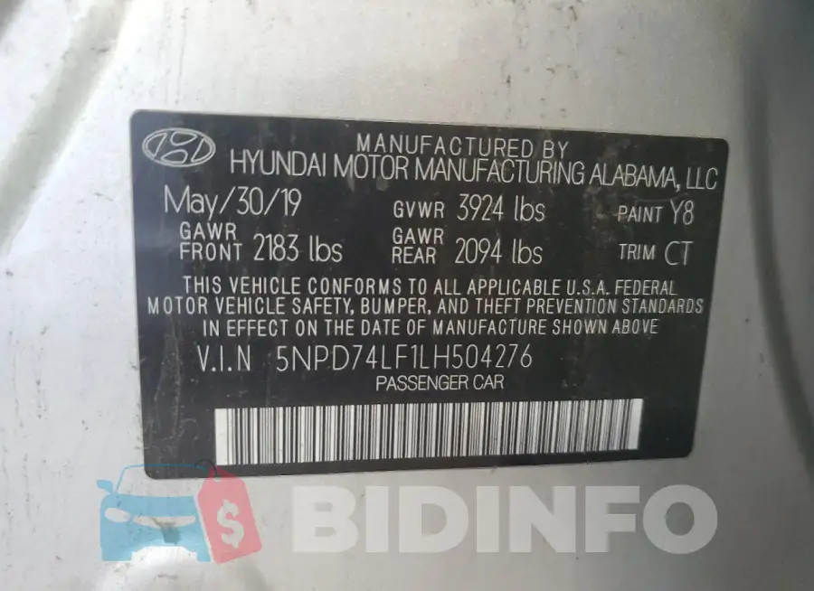 5NPD74LF1LH504276 Photo# 12