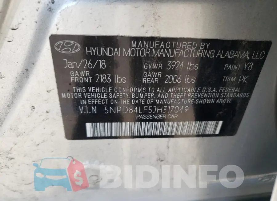 5NPD84LF5JH317049 Photo# 12