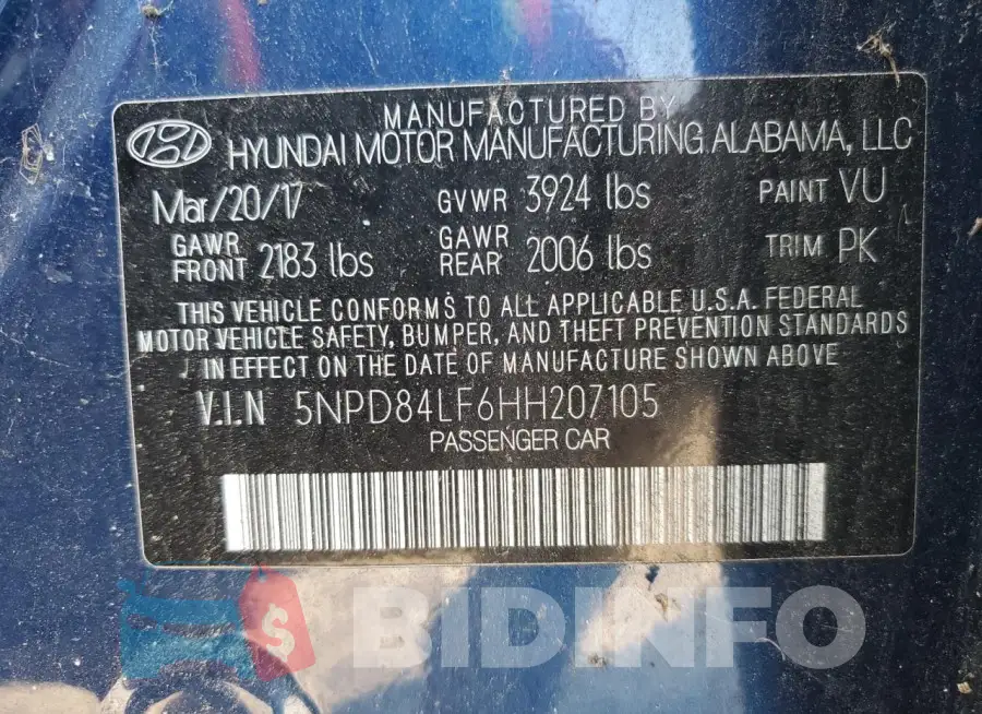 5NPD84LF6HH207105 Photo# 12