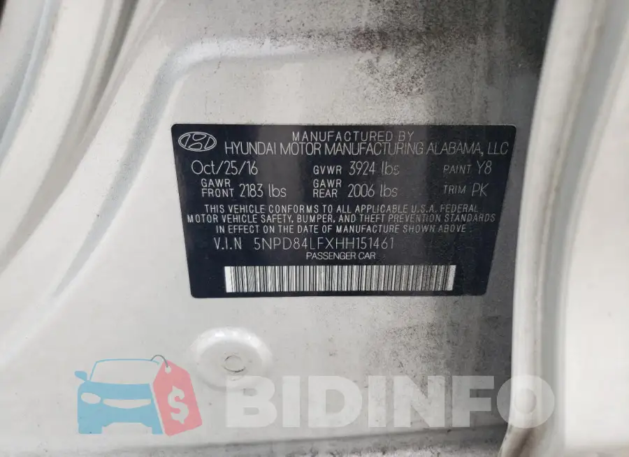 5NPD84LFXHH151461 Photo# 12