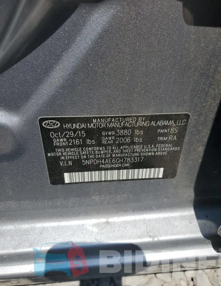 5NPDH4AE6GH783317 Photo# 13