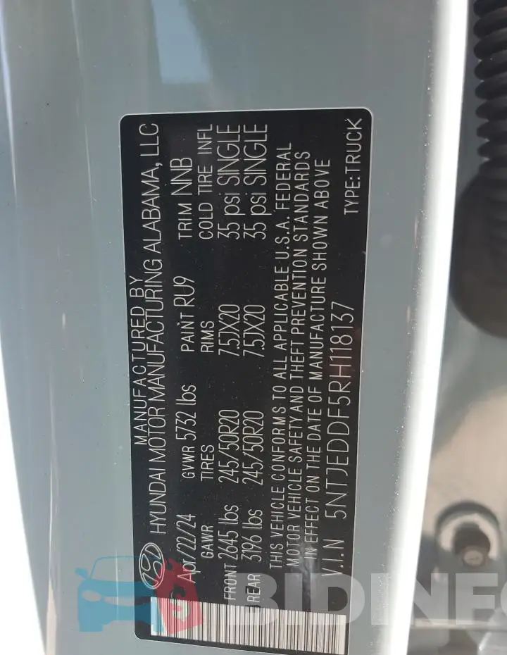5NTJEDDF5RH118137 Photo# 13
