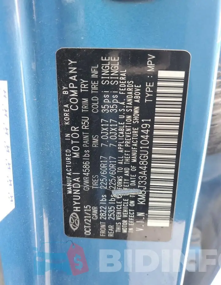 KM8J33A48GU104491 Photo# 13
