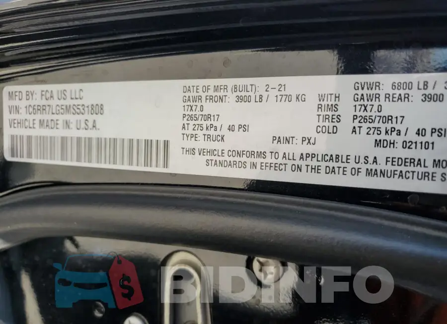 1C6RR7LG5MS531808 Photo# 13
