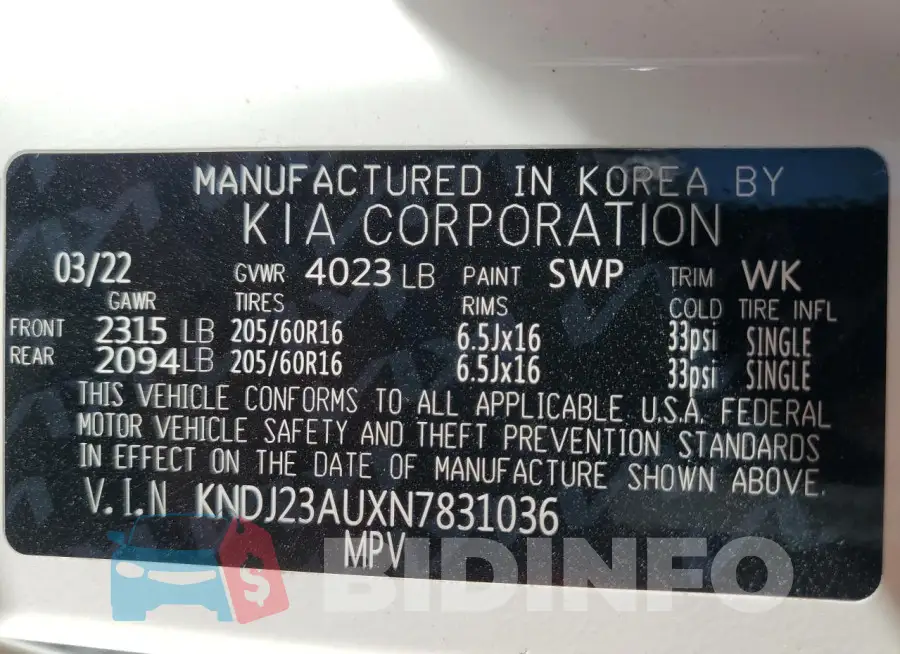 KNDJ23AUXN7831036 Photo# 13