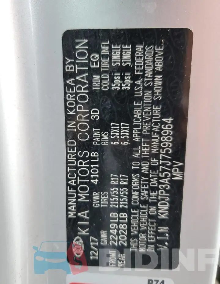 KNDJP3A57J7598964 Photo# 12