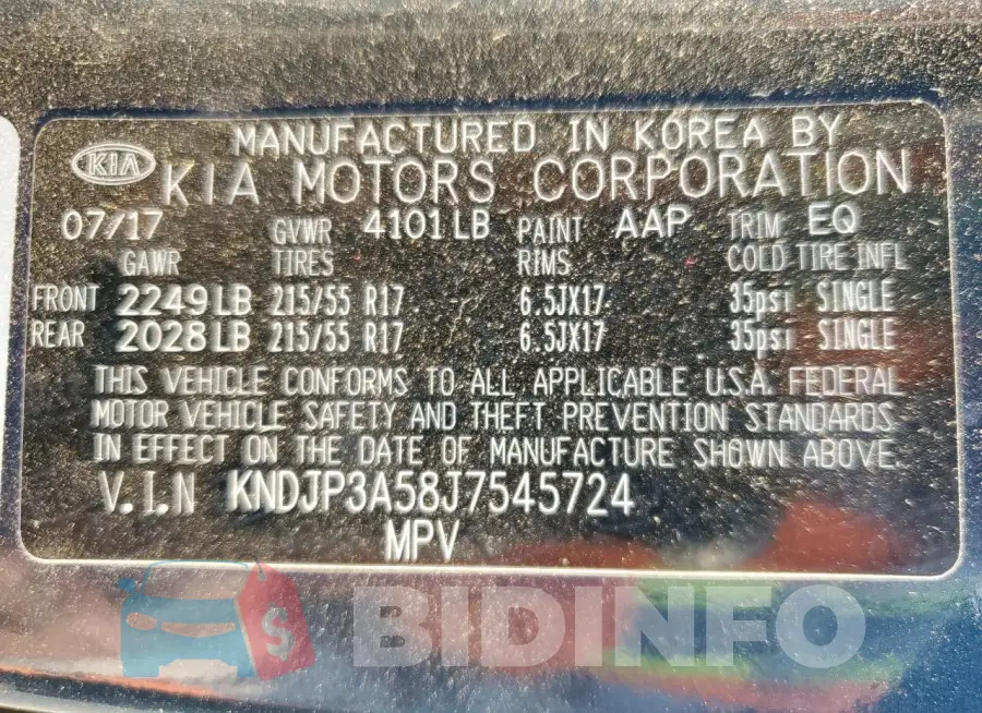 KNDJP3A58J7545724 Photo# 14