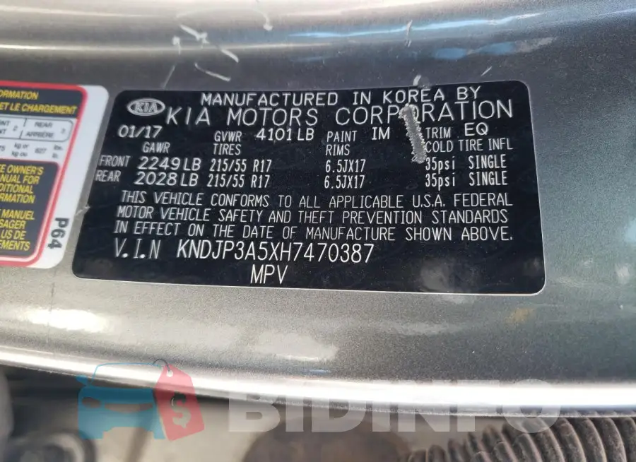 KNDJP3A5XH7470387 Photo# 12