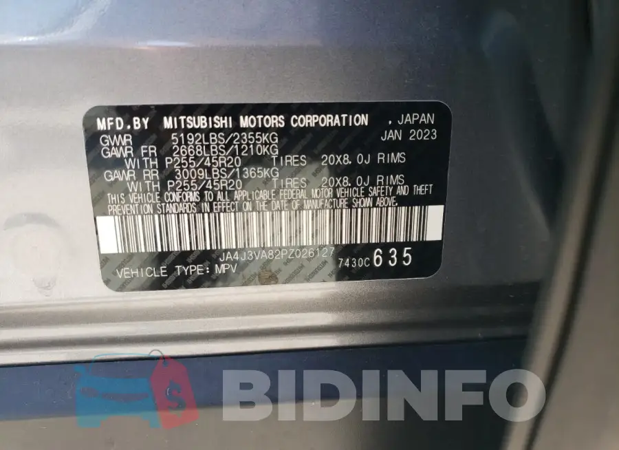 JA4J3VA82PZ026127 Photo# 14