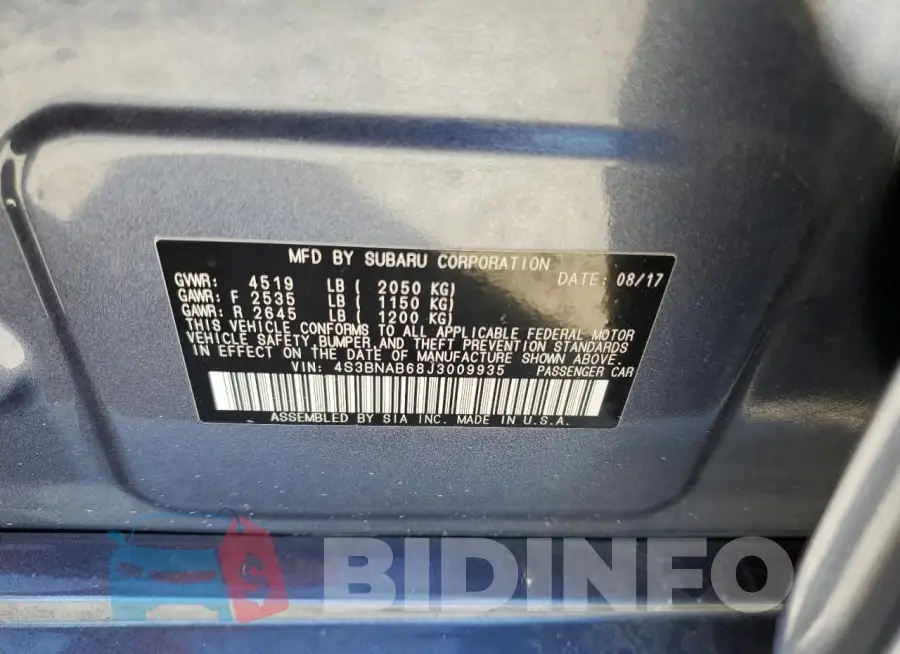4S3BNAB68J3009935 Photo# 12