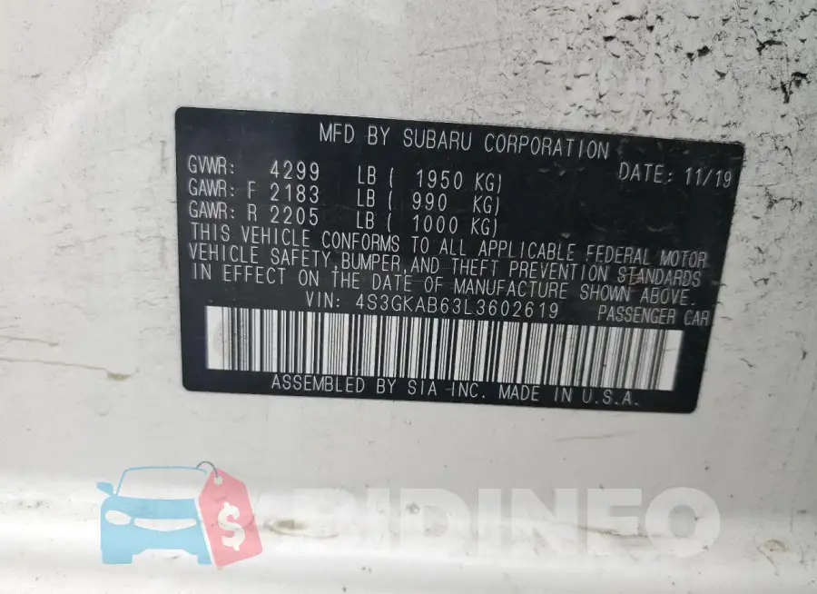 4S3GKAB63L3602619 Photo# 13