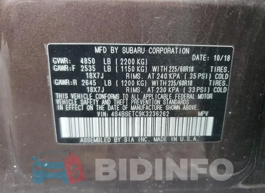 4S4BSETC9K3236262 Photo# 13
