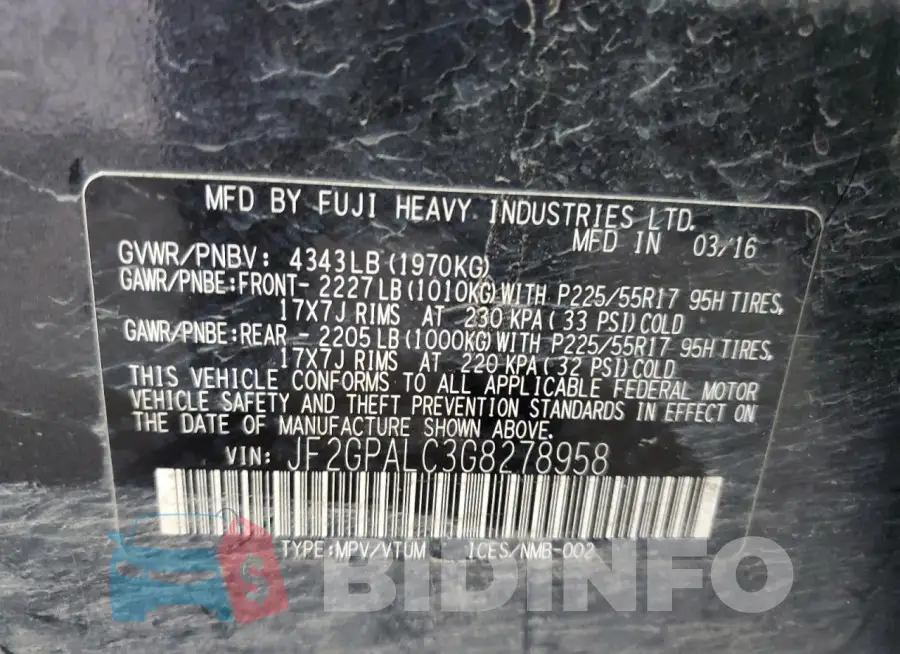 JF2GPALC3G8278958 Photo# 12