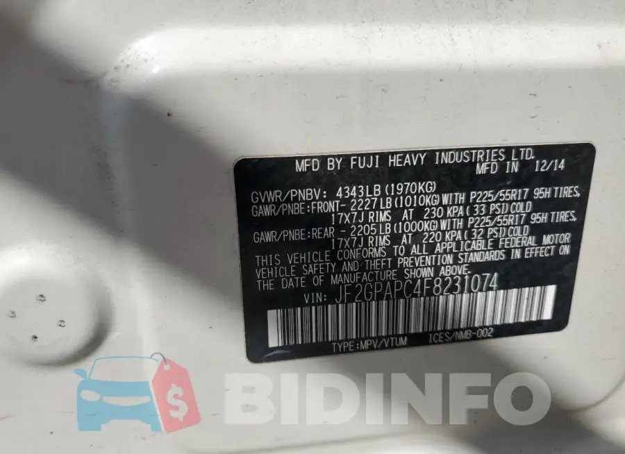 JF2GPAPC4F8231074 Photo# 13