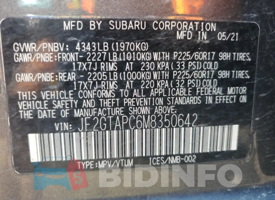 JF2GTAPC6M8350642 Photo# 14