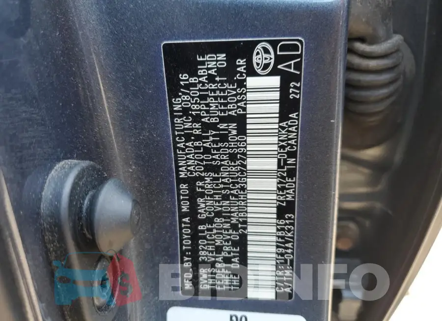 2T1BURHE3GC727960 Photo# 12