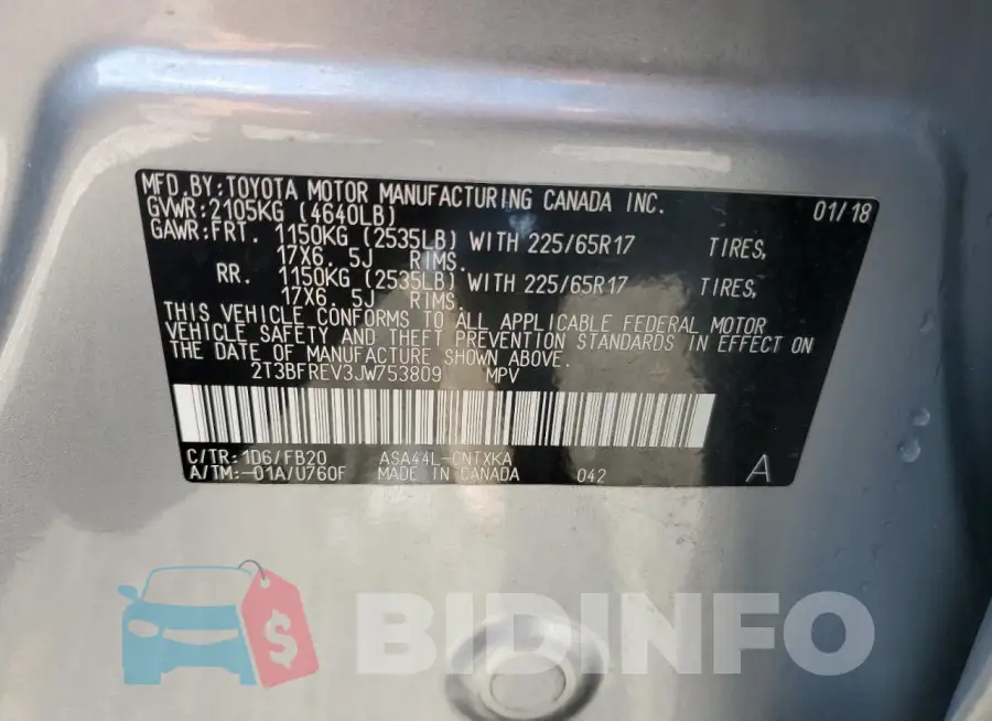 2T3BFREV3JW753809 Photo# 13