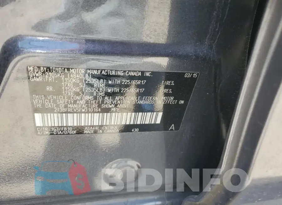 2T3BFREV5FW310164 Photo# 13