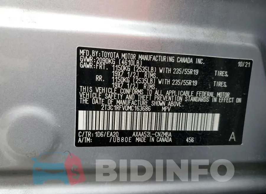 2T3C1RFV0MC163686 Photo# 13