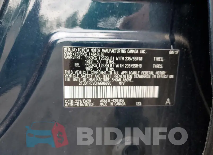 2T3DFREV0HW686895 Photo# 13