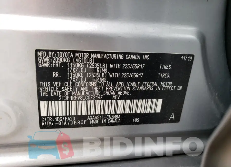 2T3P1RFV8LC072147 Photo# 13