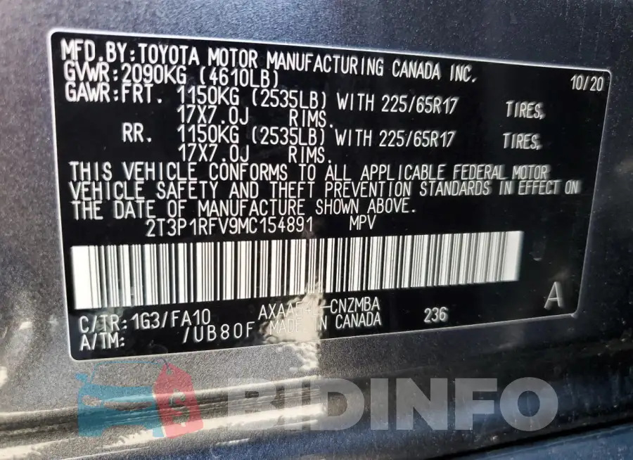 2T3P1RFV9MC154891 Photo# 12